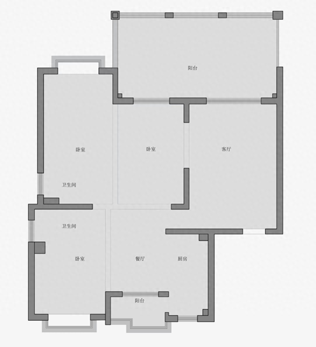 上海建面145㎡三居室带露台格局，骨子里透着一抹高级感