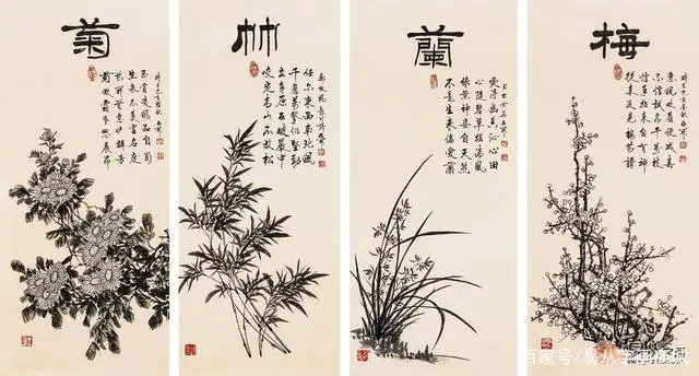 适合挂客厅的花鸟画：梅兰竹菊四君子养眼养心养神画家